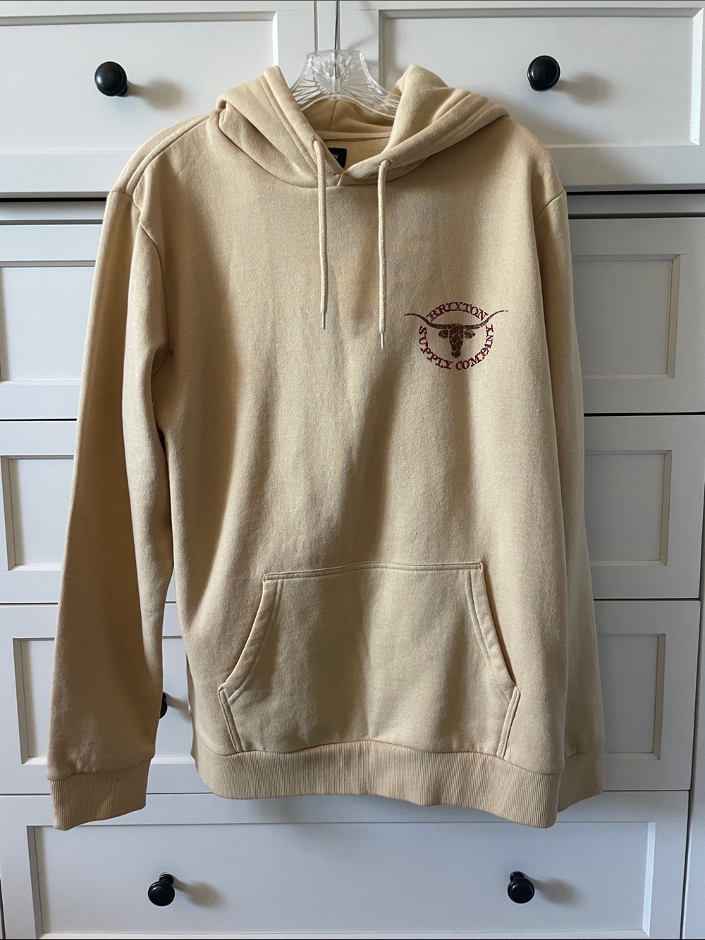 NWT Brixton Supply Company Men’s Graphic Boswell Hoodie Dark Gravel with Red - M